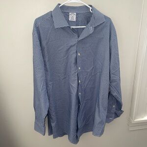 Blue Checkered Gingham Men's Shirt Sz 17.5”/18” by Brooks Brothers Regent